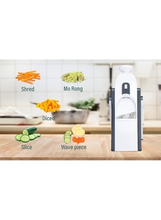 قطاعة ماندولين ٥×١، آمنة للتقطيع، متعددة الوظائف وقابلة للتعديل لتقطيع الخضراوات في المطبخ، آلة لتقطيع البطاطس والبصل والجزر والخيار والفواكه الصغيرة للطبخ - Image 3